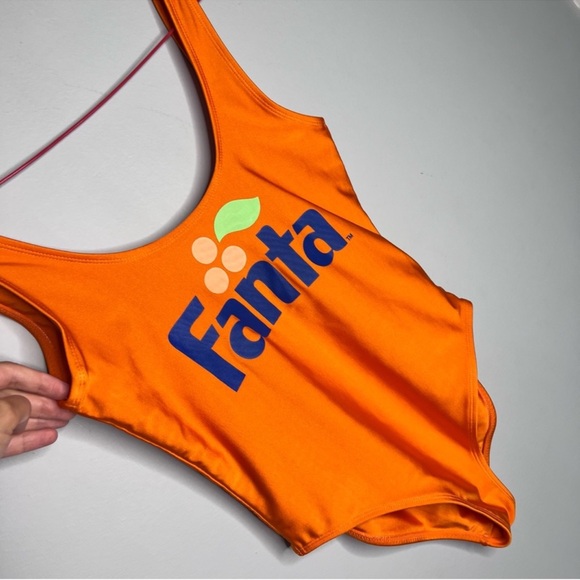 Fanta Orange Nylon 90s High Cut Swim Suit - Small - Picture 4 of 5